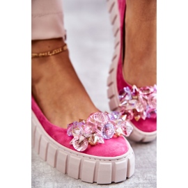 PA2 Bailarinas Ante Plataforma Adorno Ladette Fucsia rosado 4