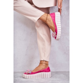 PA2 Bailarinas Ante Plataforma Adorno Ladette Fucsia rosado 2