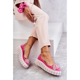 PA2 Bailarinas Ante Plataforma Adorno Ladette Fucsia rosado 3