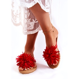 WJ1 Chanclas de mujer con adorno de tela Eviana rojo 4