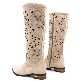 Olivier Botas de mujer caladas Flores beige claro 4 Olivier Botas de mujer caladas Flores beige claro 4