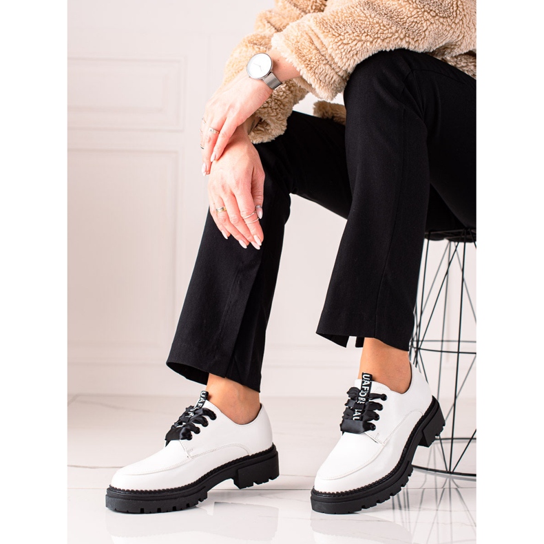 La.Fi Zapatos de moda con cordones blanco negro 1