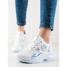 TRENDI Zapatillas con purpurina blanco plata 3