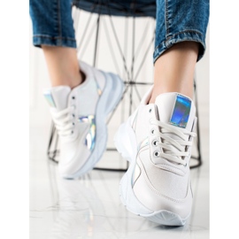 TRENDI Zapatillas con purpurina blanco plata 1