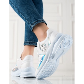 TRENDI Zapatillas con purpurina blanco plata 2