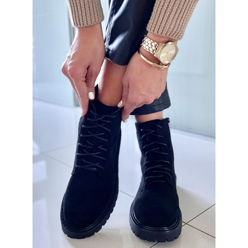 PA1 Botas con cordones de ante negro Gaten 2