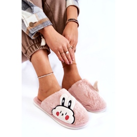 PA1 Pantuflas De Mujer De Pelo Con Conejo Rosa Trisha 4