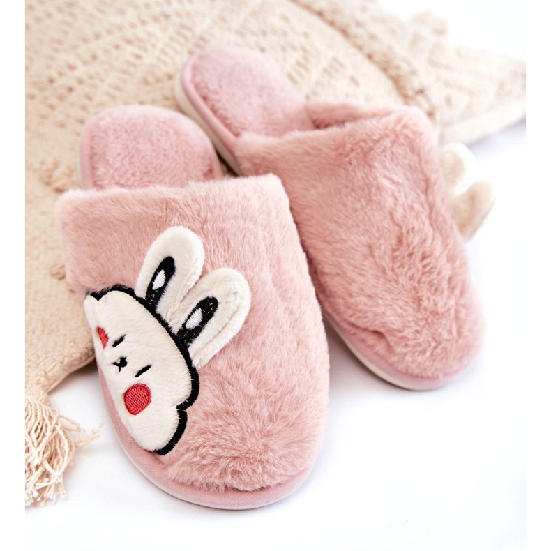 PA1 Pantuflas De Mujer De Pelo Con Conejo Rosa Trisha 5