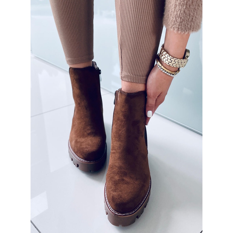 Botines Ragga Kaki con tacón marrón 1