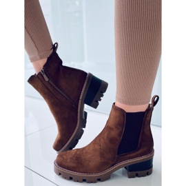 Botines Ragga Kaki con tacón marrón 2