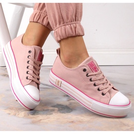 Zapatillas de mujer en la plataforma de color rosa polvo Big Star LL274181 rosado 6