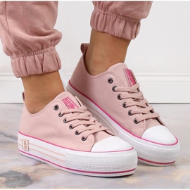 Zapatillas de mujer en la plataforma de color rosa polvo Big Star LL274181 rosado 8