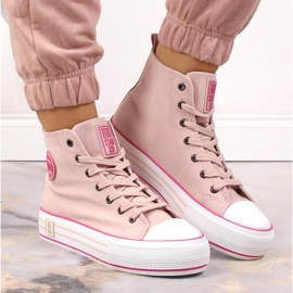 Zapatillas altas de mujer con plataforma rosa empolvado Big Star LL274186 rosado 7