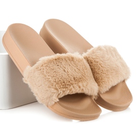 Via Giulia  Babuchas beige con pelo 3