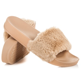 Via Giulia  Babuchas beige con pelo 2