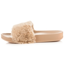Via Giulia  Babuchas beige con pelo 1