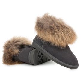 Coco Perla Mukluki de cuero gris 1 Coco Perla Mukluki de cuero gris 1