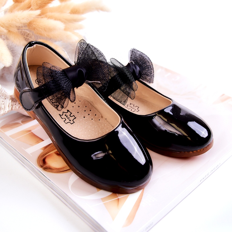 Vinceza Bailarinas infantiles de charol con velcro y lazo, negro 3 Vinceza Bailarinas infantiles de charol con velcro y lazo, negro 3