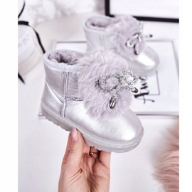 Botas de nieve para niños con piel Silver Aurora plata 3