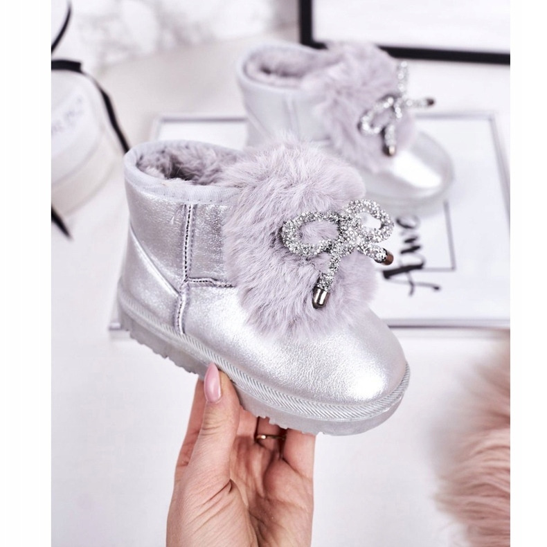 Botas de nieve para niños con piel Silver Aurora plata 3 Botas de nieve para niños con piel Silver Aurora plata 3