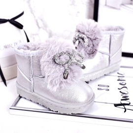 Botas de nieve para niños con piel Silver Aurora plata 4