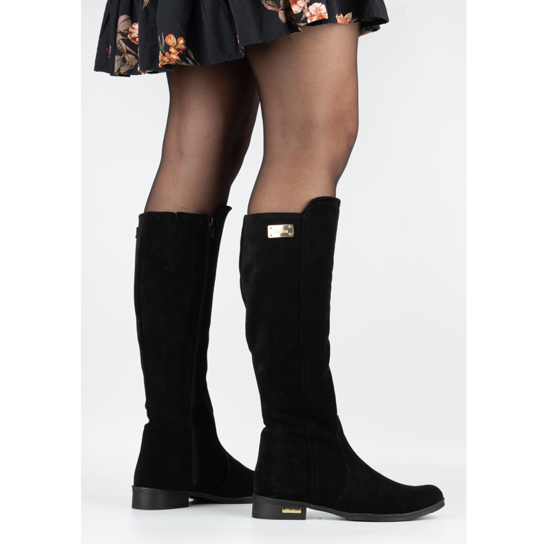 Olivier Botas de aislamiento para mujeres de cuero de moda Negro Negro 1