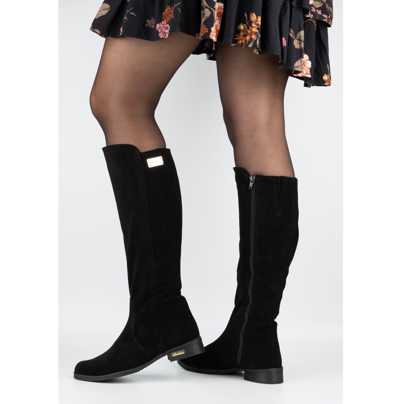 Olivier Botas de aislamiento para mujeres de cuero de moda Negro Negro 3