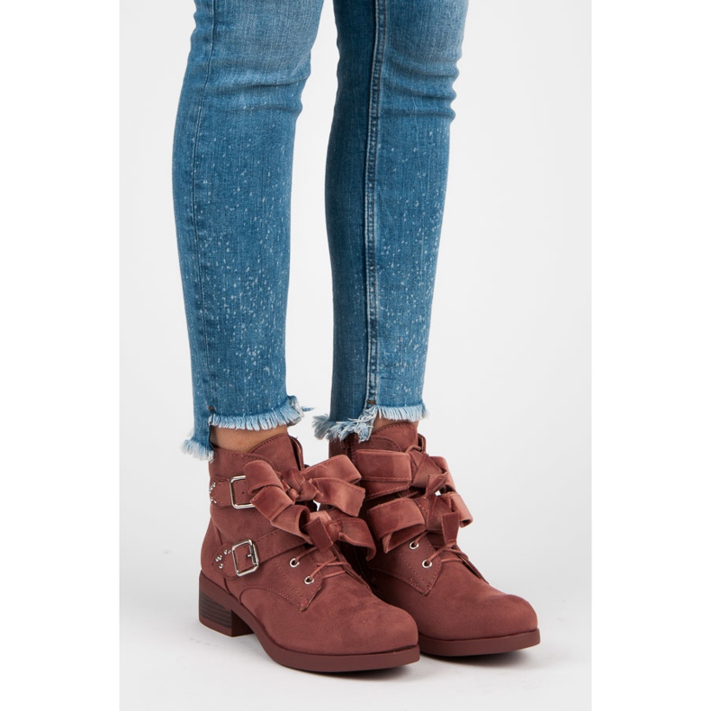 Ideal Shoes Botas con lazos rosado 1 Ideal Shoes Botas con lazos rosado 1