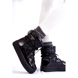 PM1 Botas de nieve con cordones de moda para mujer en negro Carrios 6
