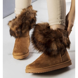 BM Botas de nieve con aislamiento marrón con piel de Kynlee gris 1 BM Botas de nieve con aislamiento marrón con piel de Kynlee gris 1