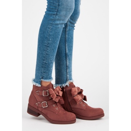 Ideal Shoes Botas con lazos rosado 7