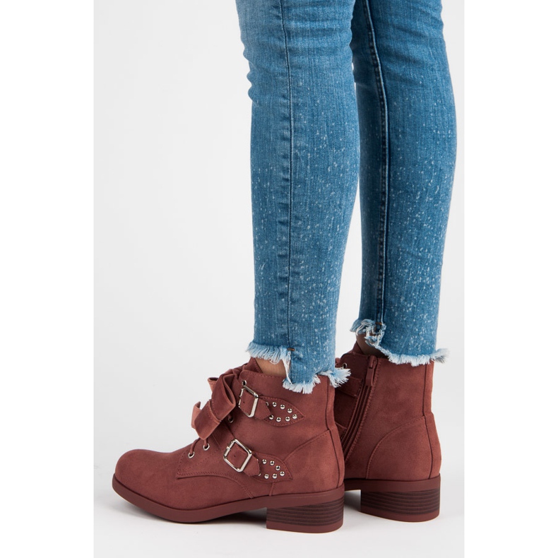 Ideal Shoes Botas con lazos rosado 2
