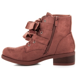 Ideal Shoes Botas con lazos rosado 4