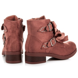 Ideal Shoes Botas con lazos rosado 5