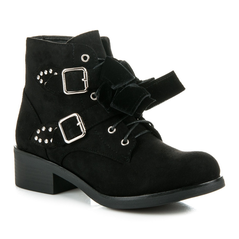 Ideal Shoes Botas con lazos negro 1