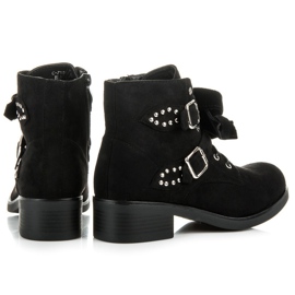 Ideal Shoes Botas con lazos negro 3