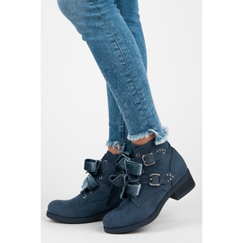 Ideal Shoes Botas con lazos azul 1