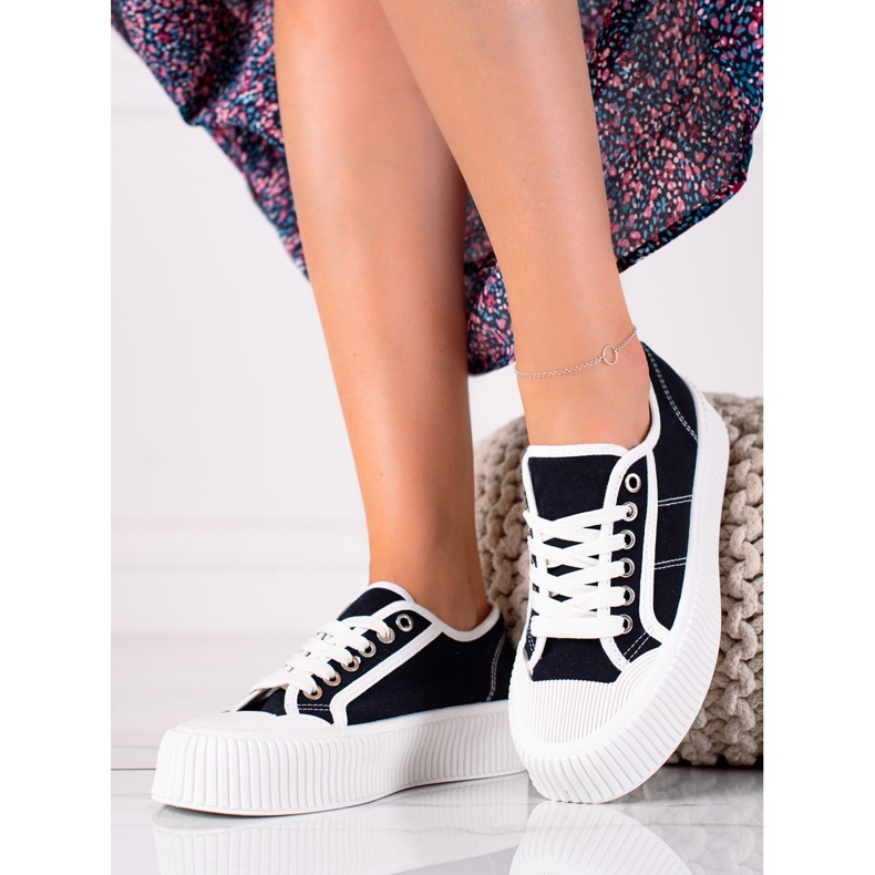 SHELOVET Zapatillas de deporte en una plataforma ancha negro 2