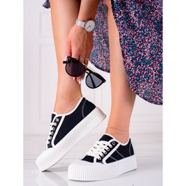 SHELOVET Zapatillas de deporte en una plataforma ancha negro 3