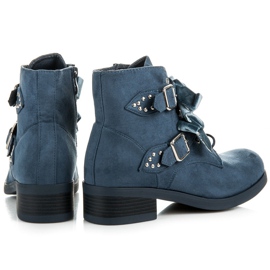 Ideal Shoes Botas con lazos azul 5