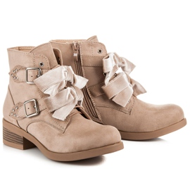 Ideal Shoes Botas con lazos marrón 4