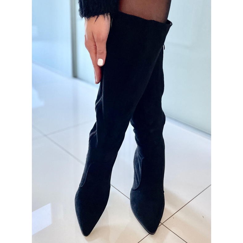 PA1 Botas Farrah de ante negro con tacón 2