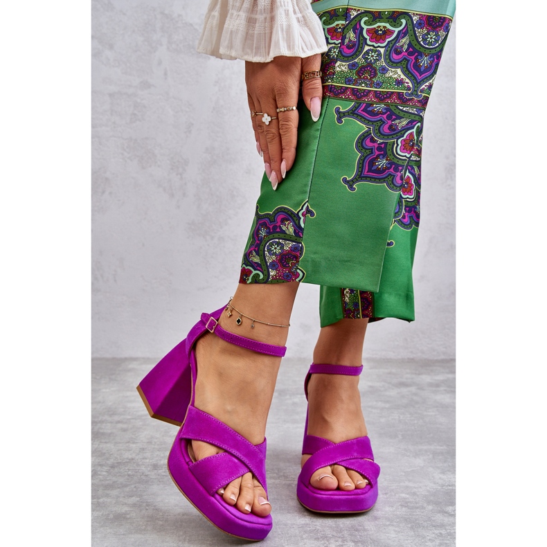 Lewski Shoes Sandalias Mujer Ante Tacón Alto Leski Shoes 3221 Fucsia rosa 1