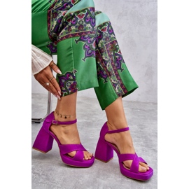 Lewski Shoes Sandalias Mujer Ante Tacón Alto Leski Shoes 3221 Fucsia rosado 2