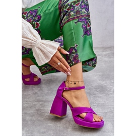 Lewski Shoes Sandalias Mujer Ante Tacón Alto Leski Shoes 3221 Fucsia rosado 4