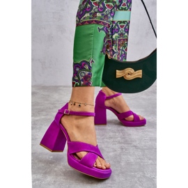 Lewski Shoes Sandalias Mujer Ante Tacón Alto Leski Shoes 3221 Fucsia rosado 6