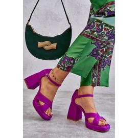 Lewski Shoes Sandalias Mujer Ante Tacón Alto Leski Shoes 3221 Fucsia rosado 7