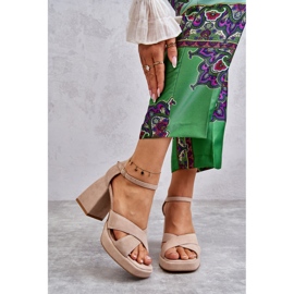 Lewski Shoes Sandalias Mujer Ante Con Tacón Left Shoes 3221 Beige marrón 8