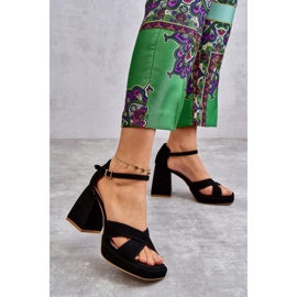 Lewski Shoes Sandalias Mujer Ante Tacón Alto Leski Shoes 3221 Negro 6