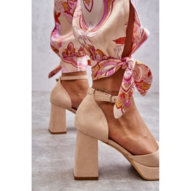 PS2 Bombas De Gamuza En Tacones Gruesos Y Plataforma Beige Diame 5